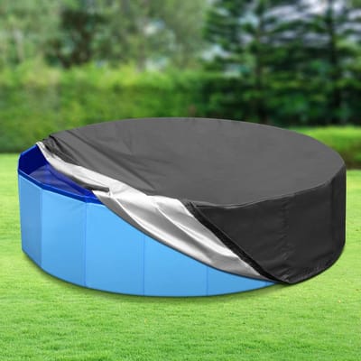 Opvouwbare Zwembadcover - 420D Oxford Stof met Trekkoord - Waterdicht en Stofdicht - Geschikt voor Honden en Huisdieren - Zwart - Diameter 120x30 cm