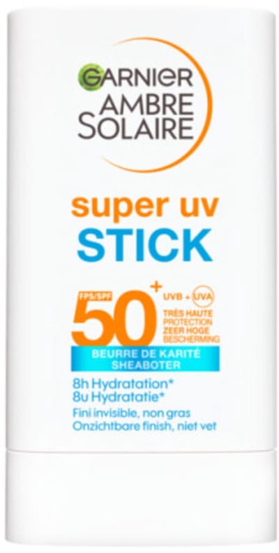 Garnier Ambre Solaire Super UV Stick Gezicht SPF50+ - Hydrateert – Met sheaboter en vitamine E – Makkelijk voor onderweg - 18G