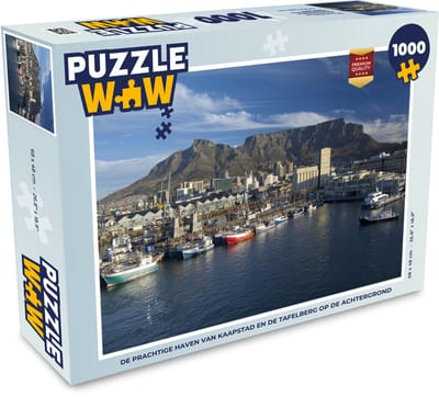 Puzzel De prachtige haven van Kaapstad en de Tafelberg op de achtergrond - Legpuzzel - Puzzel 1000 stukjes volwassenen