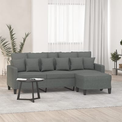 vidaXL - Driezitsbank - met - voetenbank - 180 - cm - stof - donkergrijs
