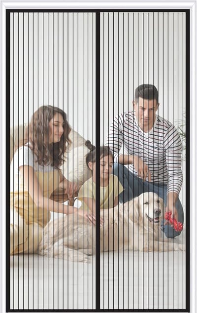 Magnetische hordeur - insectenhor voor deur - 95 x 210 cm - fijnmazig gaas - handsfree sluiting - zwart