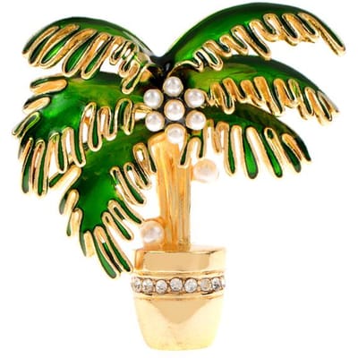 Emaille Kokosboom Broche Schattige Mode Plant Speld Dames En Heren Unisex Sieraden Mode Accessoires Cadeau goud