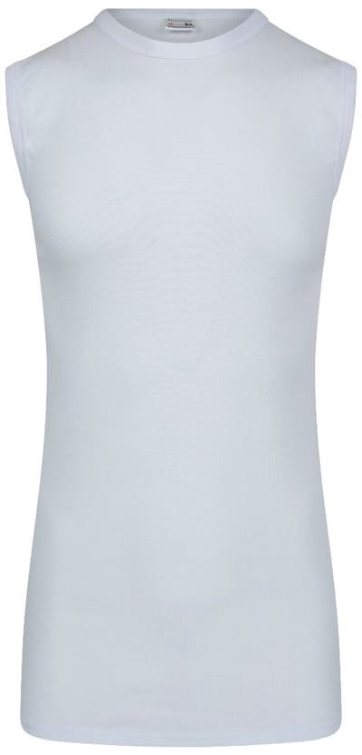Beeren Mouwloos heren shirt +5cm extra lang wit maat M