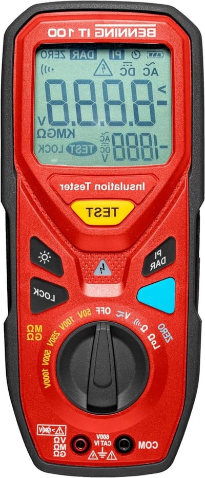 Isolatiemeter - Weerstandsmeter - Elektrische Keuring - Automatische Bereikkeuze - 600 V DC - Rood