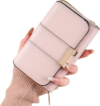 Mode Dames Portemonnee met Multi-Kaartsleuf – Grote Capaciteit Billfold – Roze – Vintage Stijlvolle Multifunctionele Rits Portemonnee voor Pasjes, Contant Geld en Telefoon