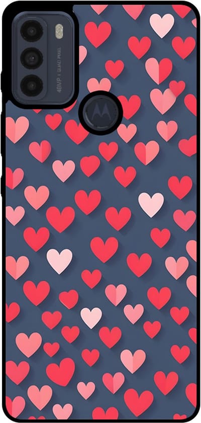 Smartphonica Telefoonhoesje Geschikt voor Motorola Moto G50 met Roze en Rode Hartjes Opdruk - TPU Backcover Case With Rosé and Red Heart Design geschikt voor Motorola Moto G50