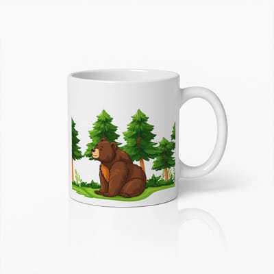 Schattige Beer in Bos Mok – Leuke Dieren Koffiebeker voor Natuur- en Wildliefhebbers – Cadeau voor Kinderen & Volwassenen