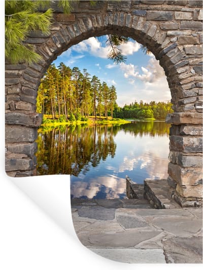 Muurstickers - Sticker Folie - Landschap - Doorkijk - Water - 30x40 cm - Plakfolie - Muurstickers Kinderkamer - Zelfklevend Behang - Zelfklevend behangpapier - Stickerfolie
