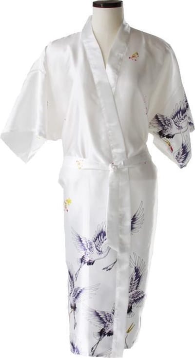 TA-HWA - Dames Kimono - met Kraanvogels - Wit - Maat S
