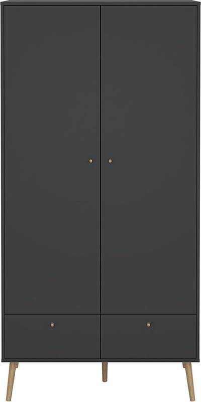 Bodo kledingkast 200x99x58cm, 2 deuren, 2 lades matgrijs.