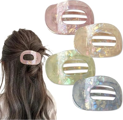 Dailygoods- Haarclip Set van 4 - Comfortabele Platte Clips - Duurzaam Acetaat - Geschikt voor Dik/Dun Haar - Candy Kleuren - Onbreekbaar - Haarklem