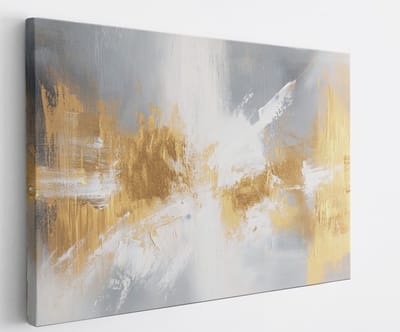 Saammp Canvas Schilderij - zwart goude kunst - Abstract kunstwerk - 45x30 - Foto op canvas - Wanddecoratie - Muurdecoratie Woonkamer - Slaapkamer decoratie - Canvas Print