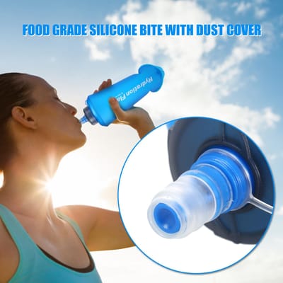 Gourde souple pliable en TPU de 500 ml pour la course à pied, la randonnée, le vélo et l'escalade bleu