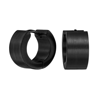 Traveller Oorringen - Oorbellen - Unisex - Mat Zwart - Ring - Edelstaal - Ø 14 mm - Oorstekers - 166364
