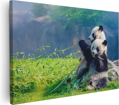 Artaza Canvas Schilderij Panda - 30x20 cm - Klein - Wanddecoratie Bos - Muurdecoratie Dierenschilderij - Kamer Accessoires Jungle