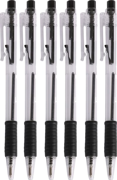 Urban Living Balpennen - 16x stuks - zwart - softgrip - kliksysteem
