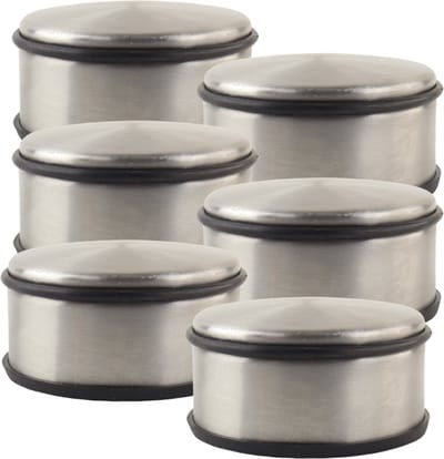 NORDIX Premium Deurstopper - Deurstoppers voor Binnen - Deurstop - Deurbuffer - Set van 6 Stuks - 11x6cm - RVS - ACERO