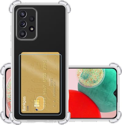 Hoesje - Geschikt voor Samsung Galaxy A23 - Met Pashouder en Kaarthouder - Telefoon Hoes Shockproof - Siliconen Case - Back Cover - Shock Proof - Pasjes Houder - Transparant