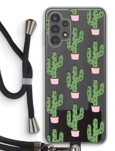 Case Company® - Hoesje met koord geschikt voor Samsung Galaxy A13 4G hoesje met Koord - Cactus Lover - Telefoonhoesje met Zwart Koord - Bescherming aan alle Kanten en Over de Schermrand