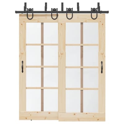 vidaXL - Doos - met - onderdelen - voor - schuifdeur - 183 - cm - staal - zwart