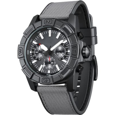 Buitenkwarts Horloge Zonne-energie met 50m Waterdicht Mineraalglas Roestvrijstalen Bodem black