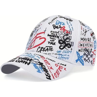 Mode Graffiti Print Baseballpet Buiten Katoenen Casquette Hoed Mannen Vrouwen Zomer Zonnehoeden Verstelbare Hip Hop Petten Gorras white