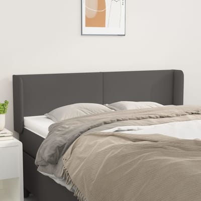 vidaXL - Hoofdbord - met - randen - 147x16x78/88 - cm - kunstleer - grijs