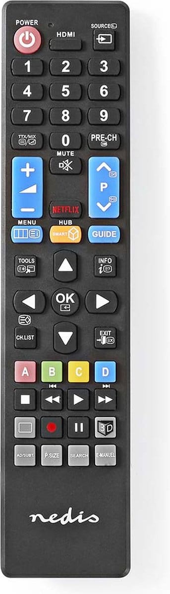 Nedis Vervangende Afstandsbediening - Geschikt voor: Samsung - Vast - 1 Apparaat - Netflix Knop - Infrarood - Zwart