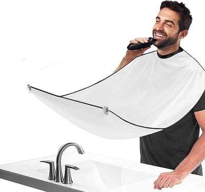 Baardschort - Scheerschort - Haar Opvangen Tijdens Scheren - Waterdichte en vlekbestendige verzorgingsdoek - Met 2 zuignappen - Voor baardtrimmen en haarknippen - 110 x 70 cm - Wit