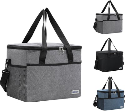 Rainbecom - Koeltassen - Lunchtas – 33x25x27 cm – 22 Liter - Grijs - Isolatie - Kationisch Polyester - Handvat Riem - Koeltas - Lunch Bag - Geïsoleerde Koeltas - Picknicktas