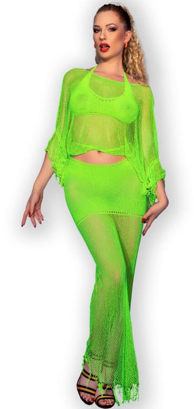Chilirose - Cr 4666 Top & Skirt Green S/M