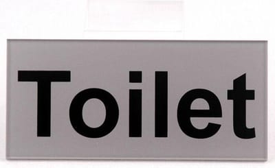 WC toilet Deurbordje tekst Toilet - helder acrylaat - 60 mm x 130 mm - Bevestiging dubbelzijdige plakstrip - Promessa-Design.