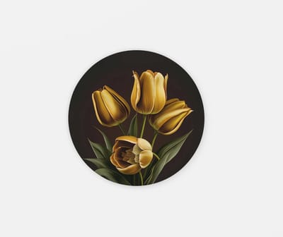Rond Schilderij - Bloemen - Gele Tulpen - Muurcirkel - 40 cm
