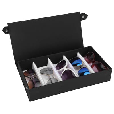 Dailygoods- Brillendoos Praktisch 5 Slots - Brillenhouder - Opbergdoos voor Glazen - Zonnebril Display - MDF - 32,3 x 17,3 x 6 cm