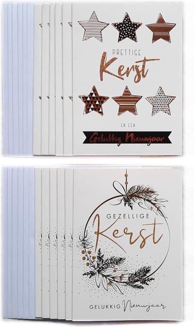 Kerstkaarten – 12 Stuks – Prettige Kerst - 11 x 15 cm – K-169