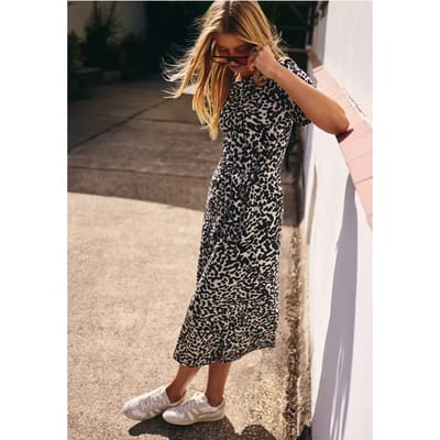 Midijurk met knoopdetail en luipaardprint