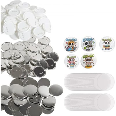 VEVOR Badgepersmachine, Accessoires Voor Knopenmakers, Badgepers 75 mm, Diy Badgepersmachine, Reserveonderdelen 200 Stuks, Badgepersmachine, Metaal + Kunststof / 100 + 100 Stuks Badges
