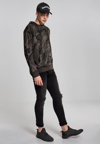 Urban Classics - High Neck Camo Hoodie/trui - M - Zwart/Zwart