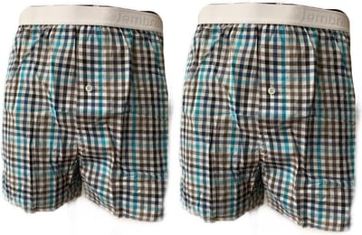 Embrator 2-stuks mannen Boxershorts geweven katoen wit/turquoise/zwart XL