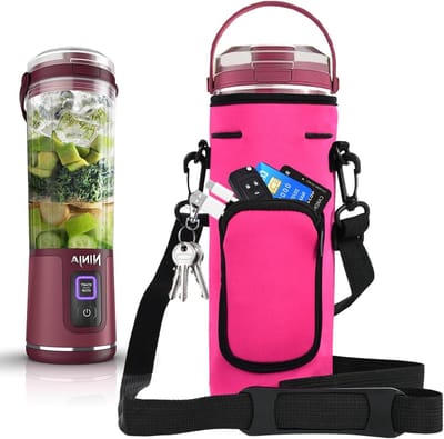 Draagbare Blender Opbergzak met Schouderriem voor Draadloze Mixers, 530ml, Roze, 9x9x24cm, Ideaal voor Reizen en Sport