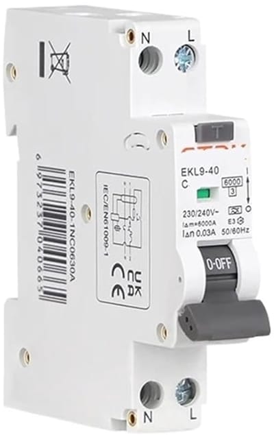 Aardlekautomaat - Zekering - Veiligheid Elektrische - Lek & Overstroom - 6KA 40A - Grijs