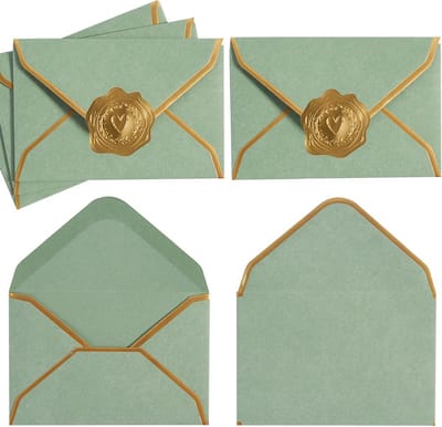 100 Stuks Mini Enveloppen met Gouden Rand - Kleine Kaartformaten voor Bedankjes en Uitnodigingen