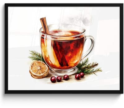 Poster in lijst - Fotolijst 70x50 cm - Posters - Thee - Warm - Winter - Sfeer - Posterlijst zwart - Decoratie - Wanddecoratie woonkamer - Muurdecoratie slaapkamer