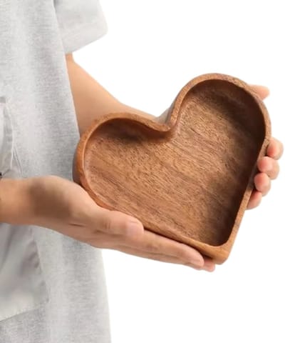 Hartvormige Houten Serveerschaal – Borrelplank & Snackbord – Stapelbare Notenkom & Dessert Doos – Voor Snoep, Hapjes & Tapas