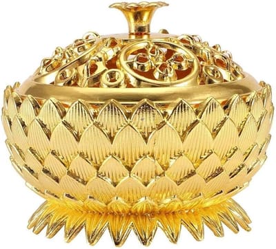 Antiek Zink Wierookbrander met Deksel, Geschikt voor Wierookstokjes en Kegels - 7x5 cm, Decoratief en Functioneel Accessoire voor Thuisgebruik