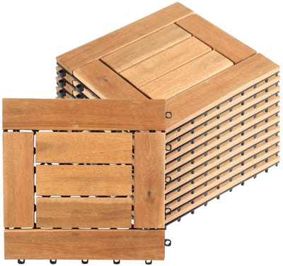 Houten Terrastegels - Balkon Vloer - Buiten Leven - FSC Gecertificeerd - 55 Stuks - Houtkleur