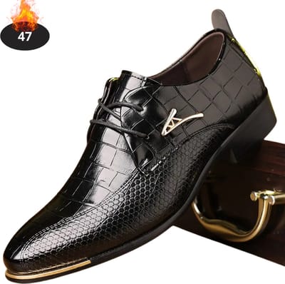 Livano Nette Schoenen Heren - Business Schoenen - Bruiloft - Kantoorschoenen - Leer - Met Veters - Zwart - Maat 47