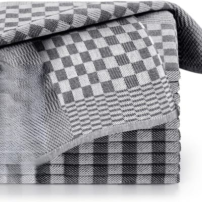 Famanu - Set van 20 zwarte katoenen theedoeken 50x70 cm, duurzame kwaliteit