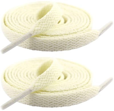 Fako Fashion - Schoenveters - Veters - Plat - 8mm - 120cm - 1 Paar - 2 Stuks - Crème
