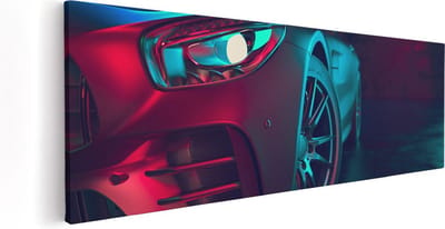Artaza Canvas Schilderij Sportauto - 60x20 cm - Muurdecoratie Auto - Wanddecoratie Mancave - Kamer Accessoires